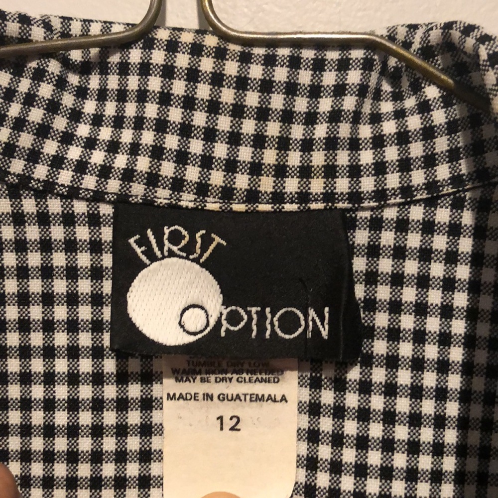 Vintage First Option Gingham Collared Button Down… - image 3